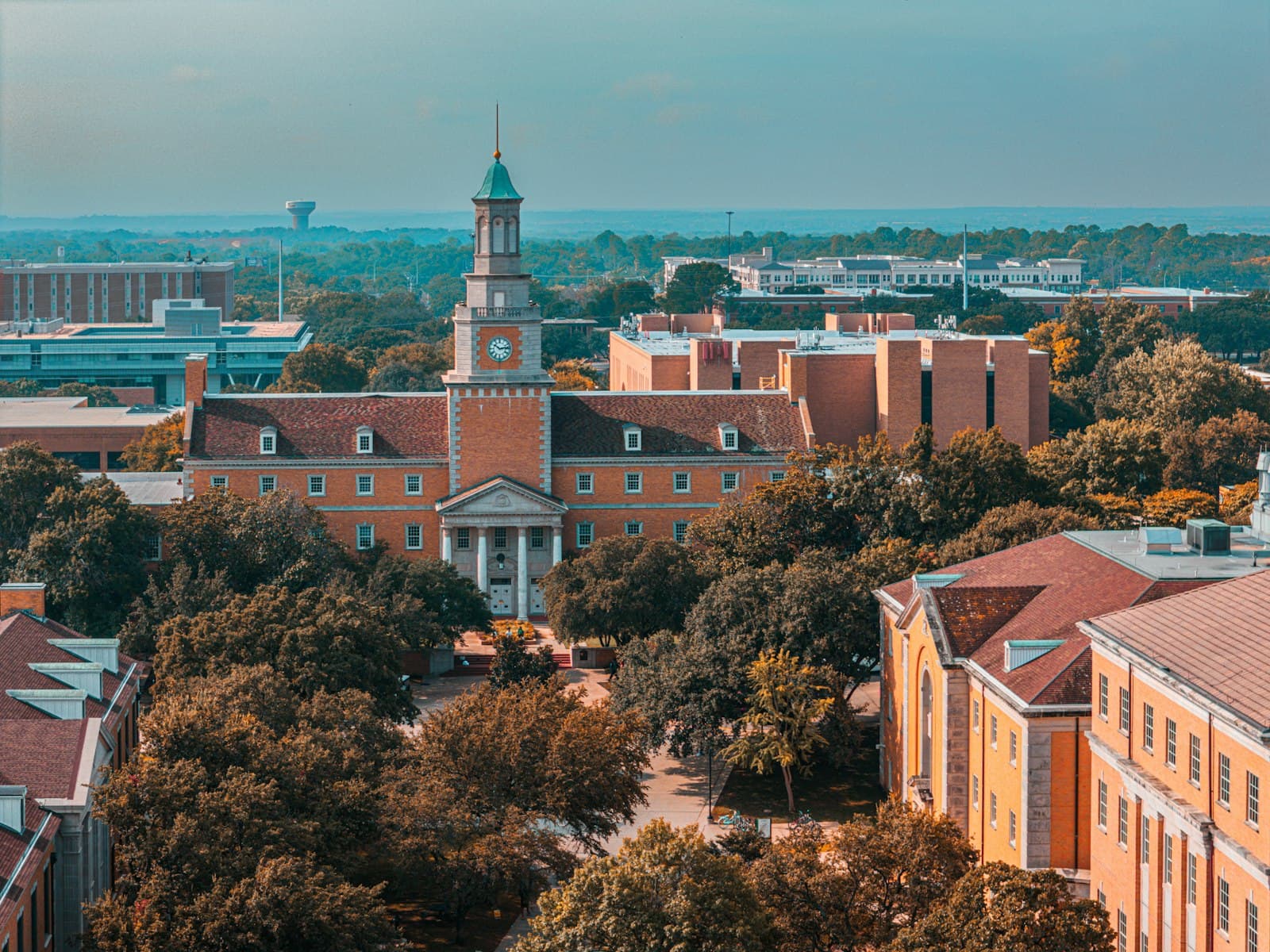 Aerial view of a university campus
